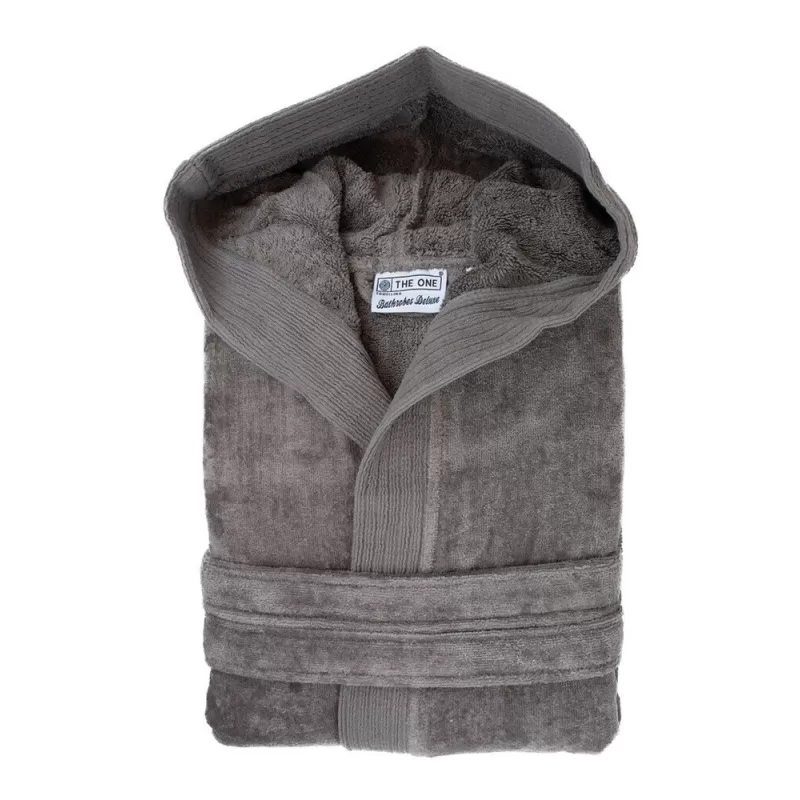 Peignoir à capuche en velours, intérieur en coton éponge séchage rapide, 450 g/m²