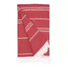 Fouta rayé en coton et polyester recyclé avec franges, séchage rapide, 275 g/m²