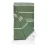 Fouta rayé en coton et polyester recyclé avec franges, séchage rapide, 275 g/m²