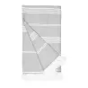 Fouta rayé en coton et polyester recyclé avec franges, séchage rapide, 275 g/m²