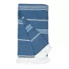 Fouta rayé en coton et polyester recyclé avec franges, séchage rapide, 275 g/m²