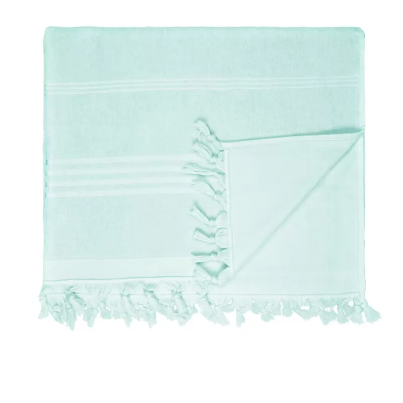 Fouta en éponge en coton terry, franges sur les côtés, 305 g/m²