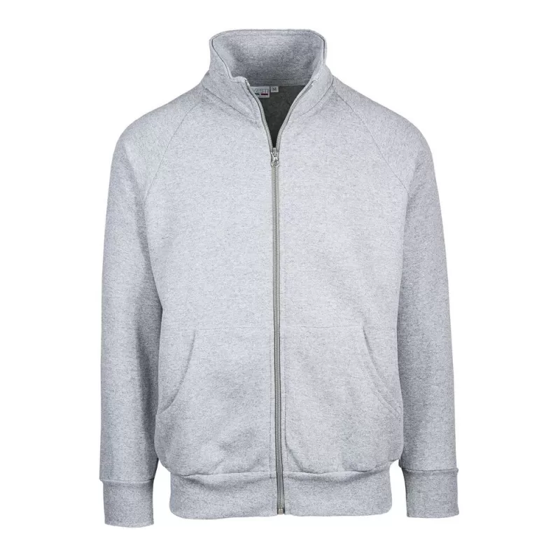 Sweat zippé sans capuche avec poches fabriqué en Italie en polycoton, 280 g/m²