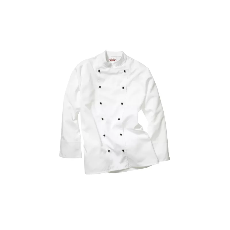 Veste de cuisine homme, coton/polyester, coupe droite, manches longues, 215 g/m²