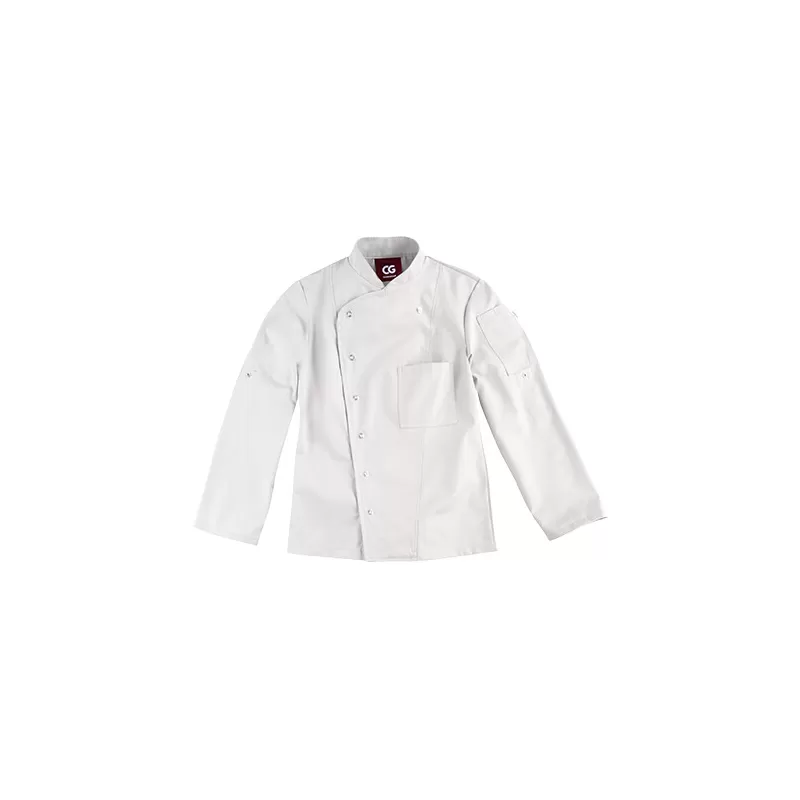 Veste de cuisine femme, coton/polyester, coupe cintrée, manches longues, 215 g/m²