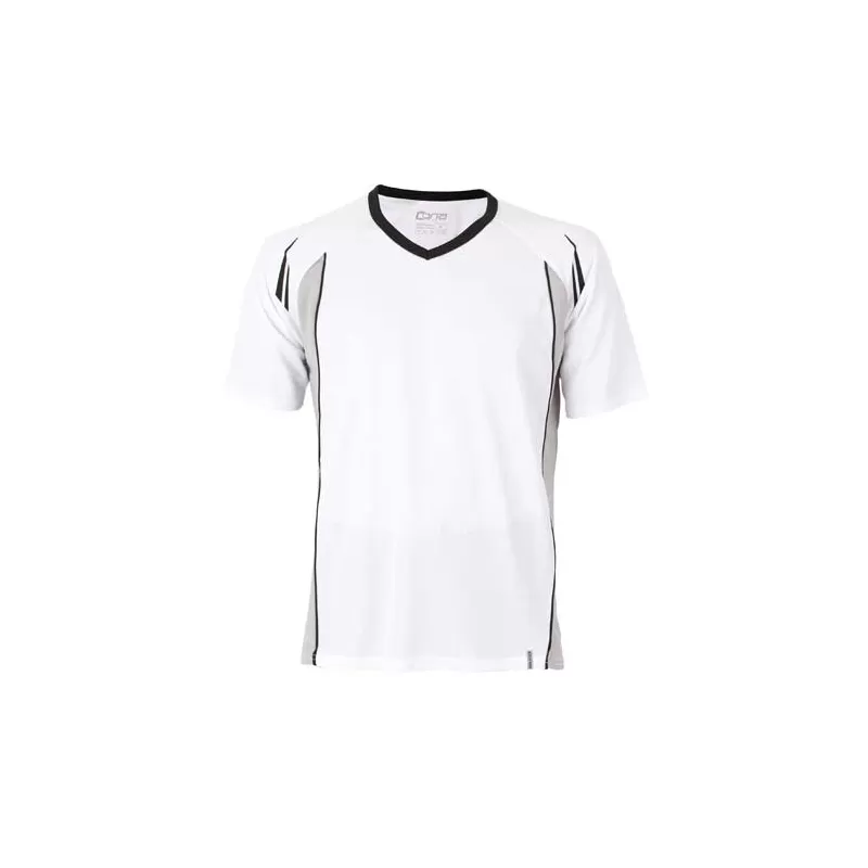 T-shirt de sport bicolore col V en micropolyester respirant et léger, manches raglan, 135 g/m²