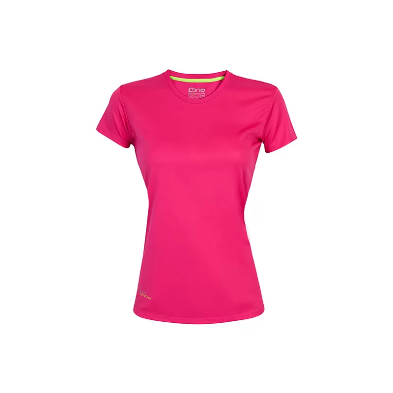 T-shirt de sport femme en micro-polyester respirant, coupe ajustée, manches montées, 135 g/m²