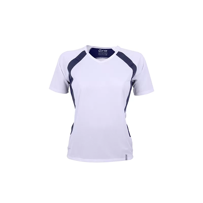 T-shirt de sport femme bicolore en micropolyester léger à manches courtes, 135 g/m²