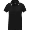 Polo femme coton piqué manches courtes, rayures sur le col et les manches, 200 g/m²