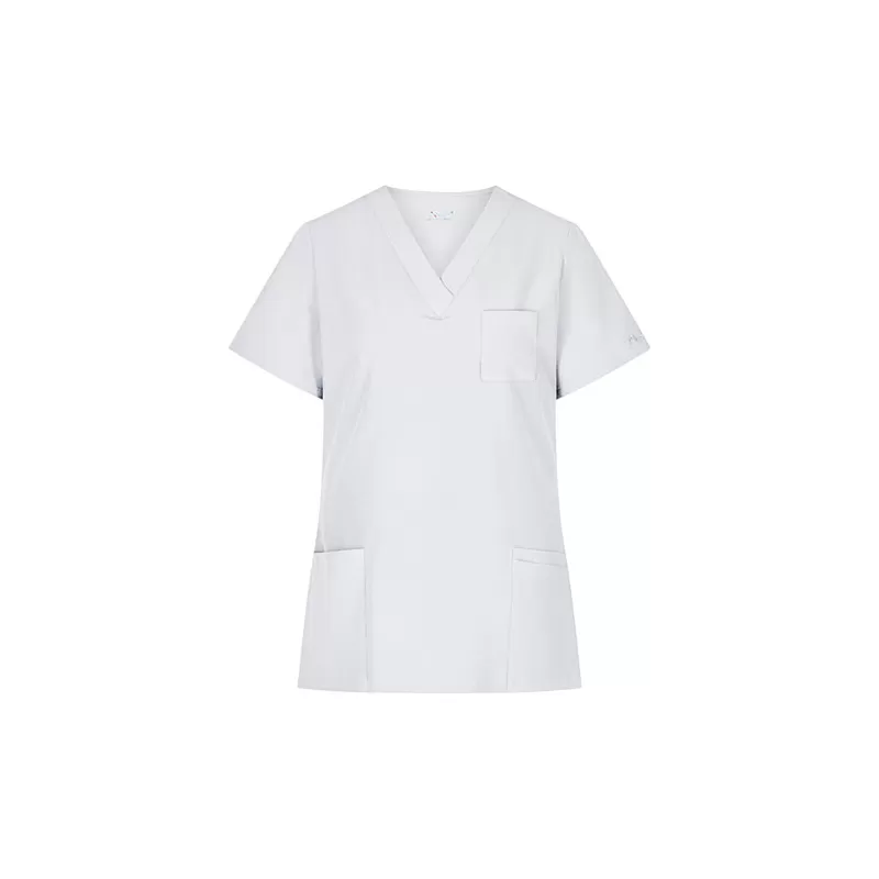 Kasack femme regular fit polyester recyclé, col V, manches courtes, 170 g/m²