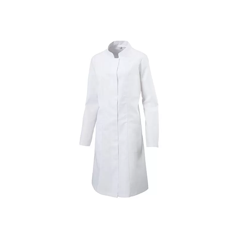 Veste femme polyester et coton, boutonnage asymétrique, manches 3/4, 215 g/m²