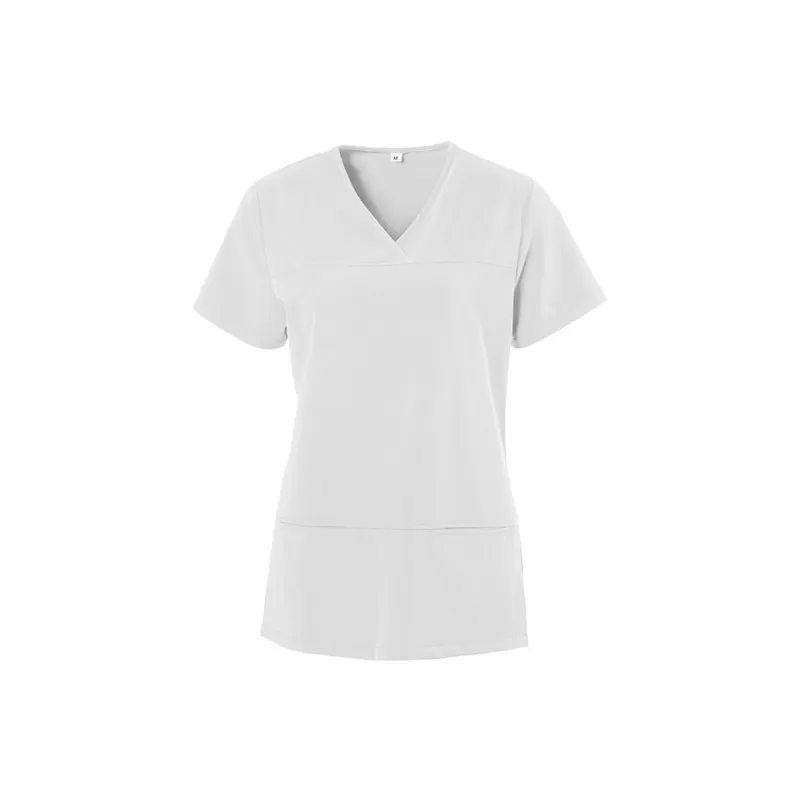 Kasack X-Top femme polyester et coton, col cache-cœur, manches courtes, 215 g/m²