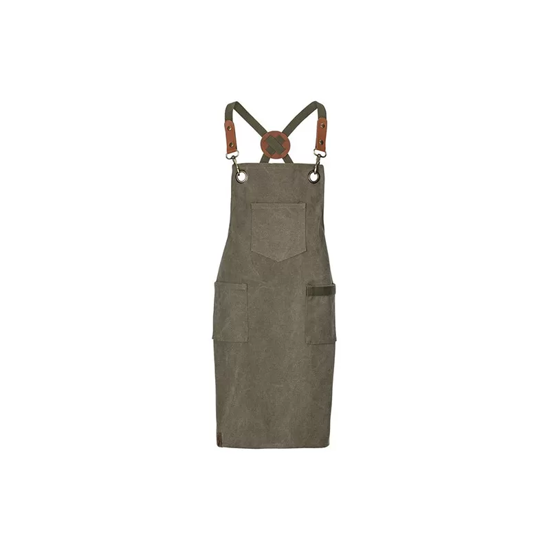 Tablier enfant en coton canvas, 3 poches, liens croisés à l'arrière, 250 g/m²