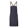 Tablier enfant en coton denim avec 5 poches et détails en cuir, 340 g/m²