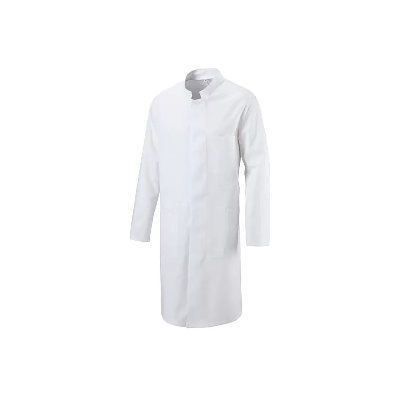 Veste homme polyester et coton, boutonnage sous patte, manches longues, 215 g/m²