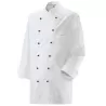 Veste de chef polyester et coton double boutonnage, manches longues, 220 g/m²