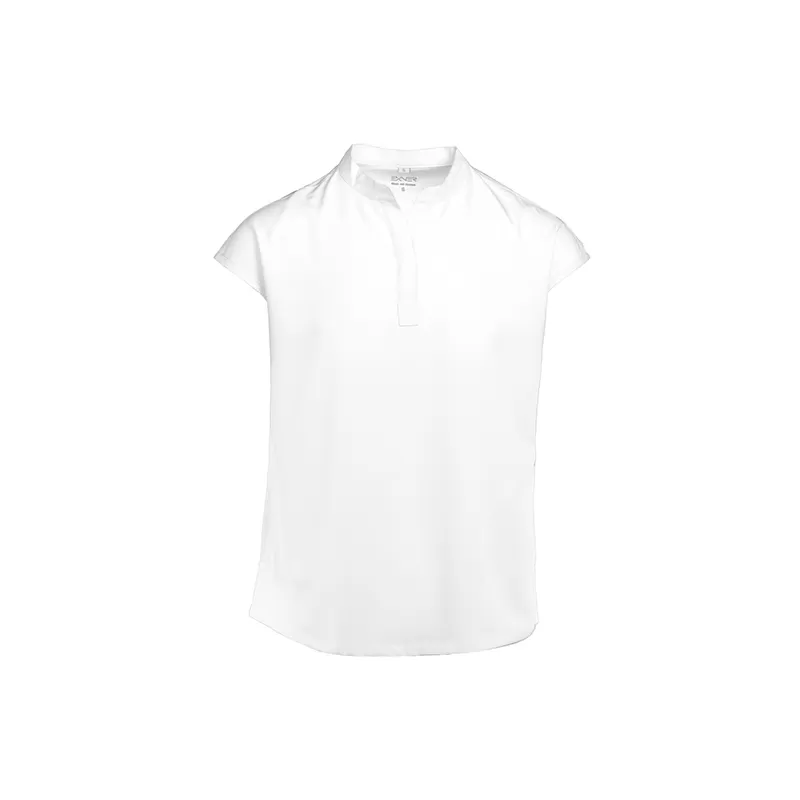 Blouse-tunique femme polyester et coton, col V, manches courtes, 215 g/m²