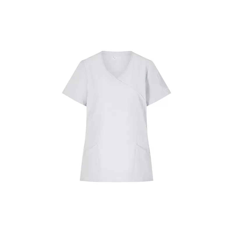 Kasack femme slim fit polyester recyclé, col V, manches courtes, 170 g/m²