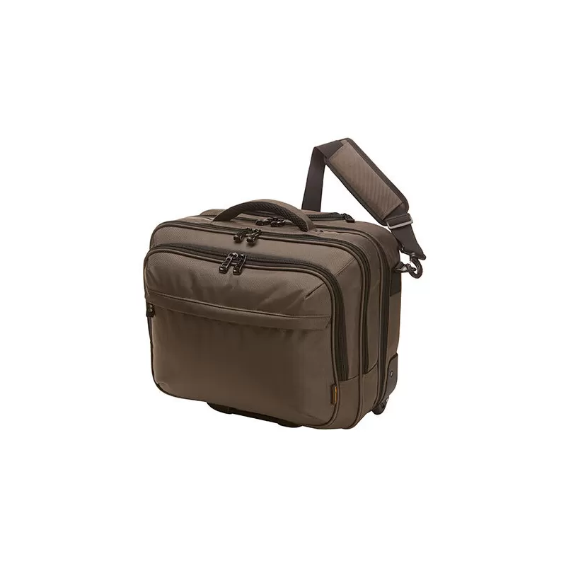 Sac professionnel bandoulière sur trolley roulettes, compartiments pratiques