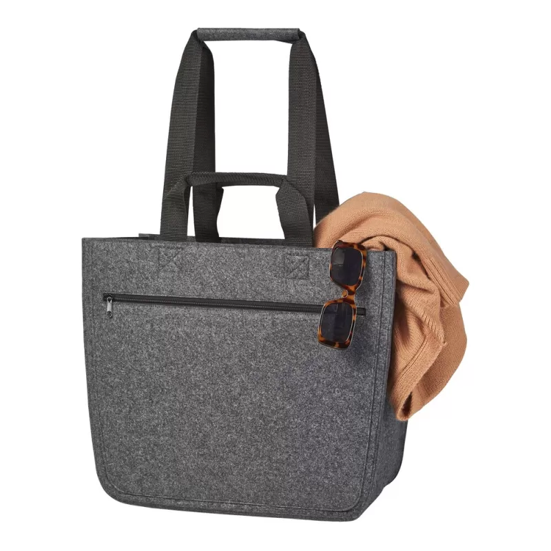 Grand cabas souple en feutre, 2 poignées, poches avant zippées