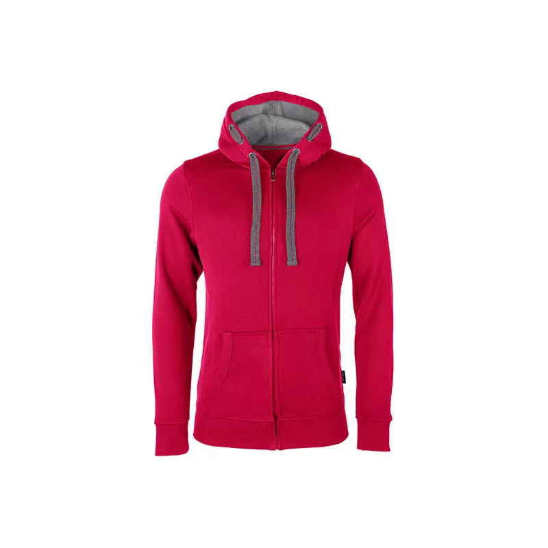 Sweat homme à capuche zippé cordons plats en coton et polyester, coupe moderne, 320 g/m²