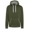 Sweat à capuche cordons plats en coton et polyester, coupe moderne, intérieur brossé, 320 g/m²