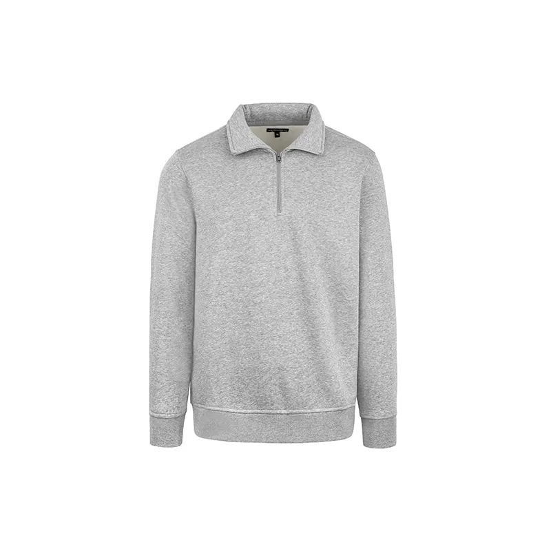 Sweat col zippé en coton ringspun et polyester recyclé brossé à l'intérieur, 320 g/m²