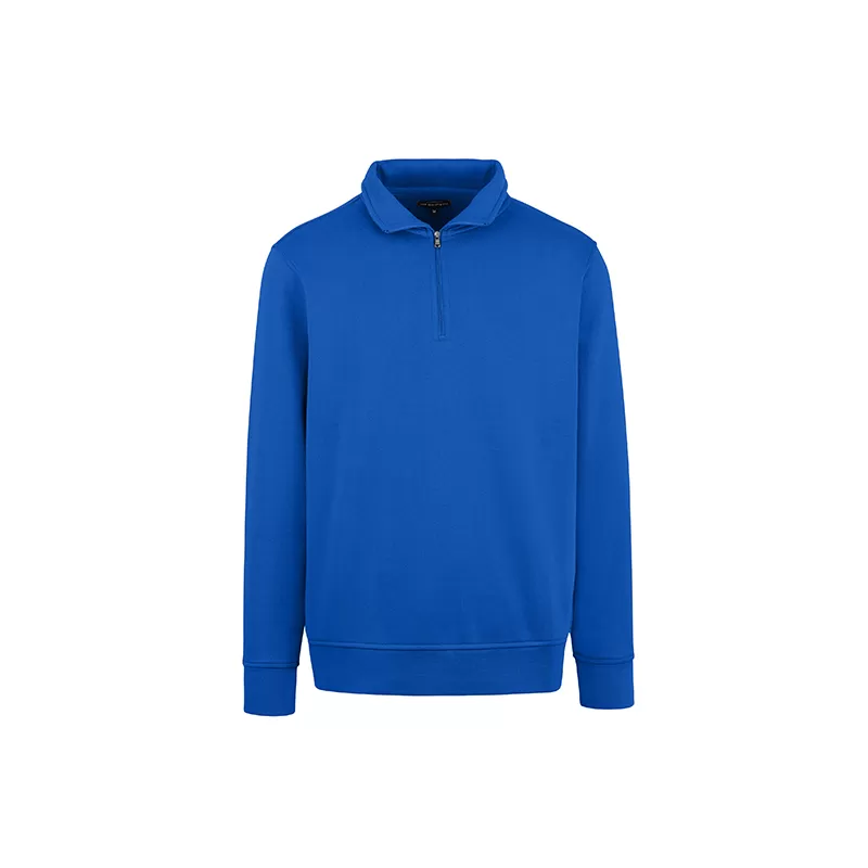 Sweat col zippé en coton ringspun et polyester recyclé brossé à l'intérieur, 320 g/m²