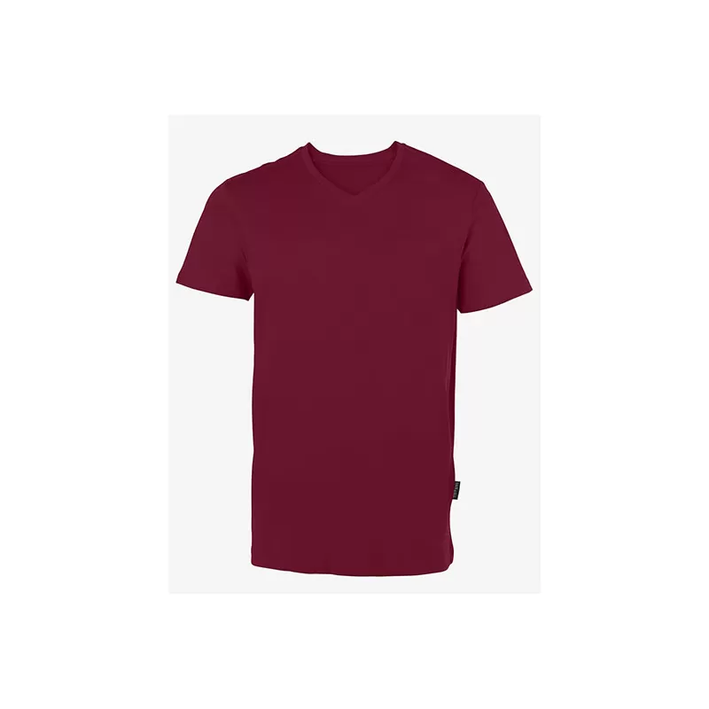 T-shirt homme col V en coton biologique, coupe étroite moderne, 160 g/m²