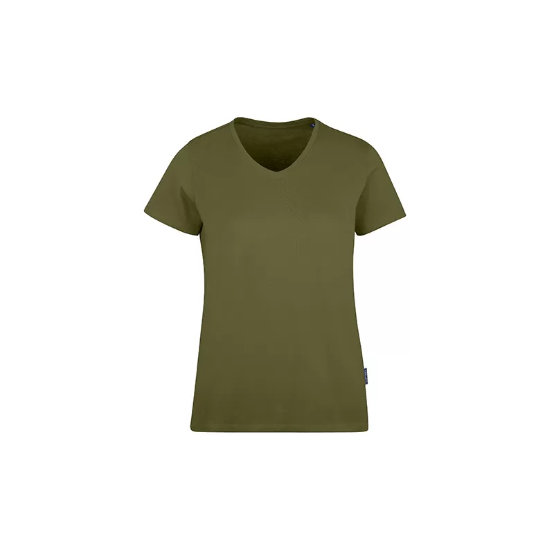 T-shirt femme col V en coton biologique, coupe étroite moderne, 160 g/m²
