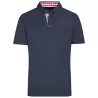 Polo homme traditionnel en coton, coupe cintrée, col à carreaux, 195 g/m²