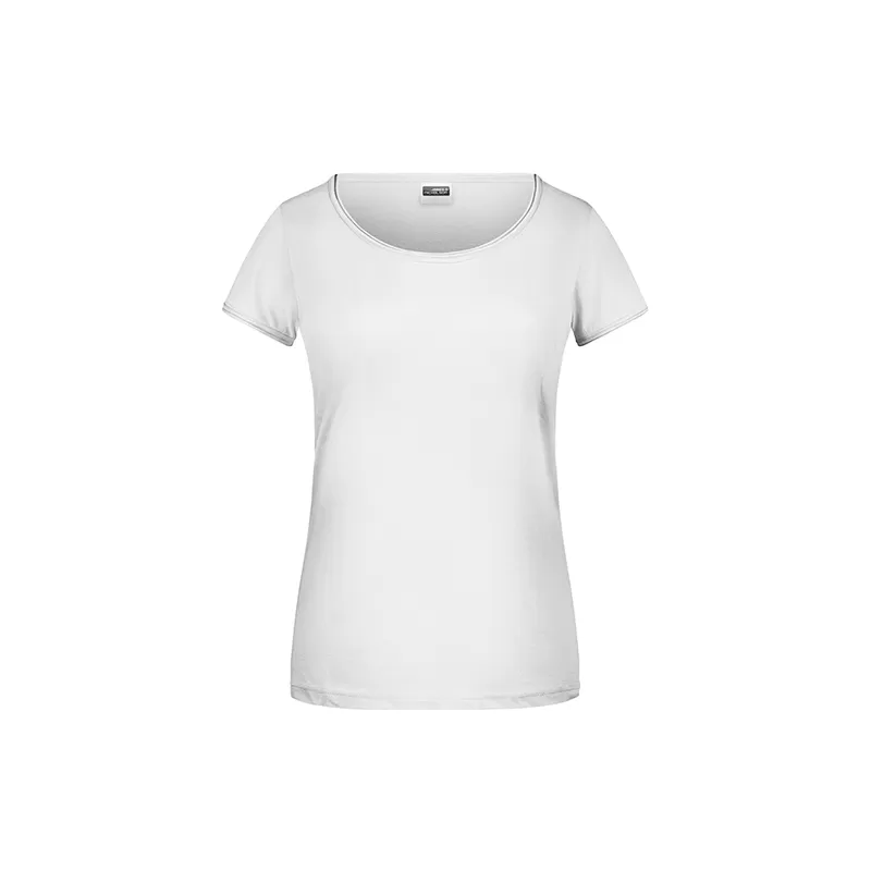 T-shirt femme coton biologique Organic ring-spun encolure basse ourlet roulé OEKO-TEX, 120 g/m²