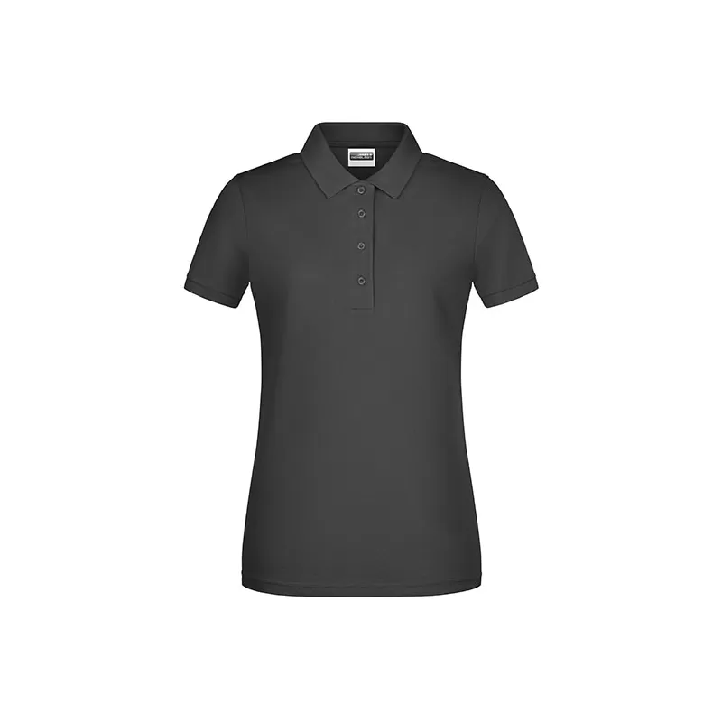 Polo femme classique en coton biologique, col polo, manches courtes, 180 g/m²