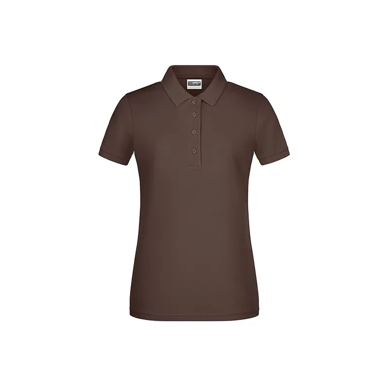 Polo femme classique en coton biologique, col polo, manches courtes, 180 g/m²