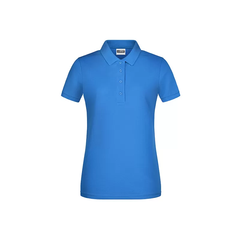 Polo femme classique en coton biologique, col polo, manches courtes, 180 g/m²