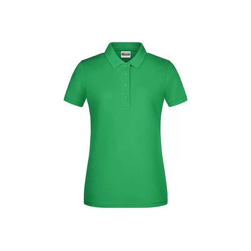 Polo femme classique en coton biologique, col polo, manches courtes, 180 g/m²