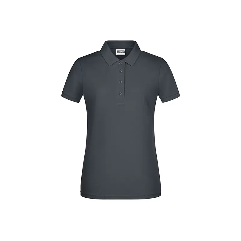Polo femme classique en coton biologique, col polo, manches courtes, 180 g/m²