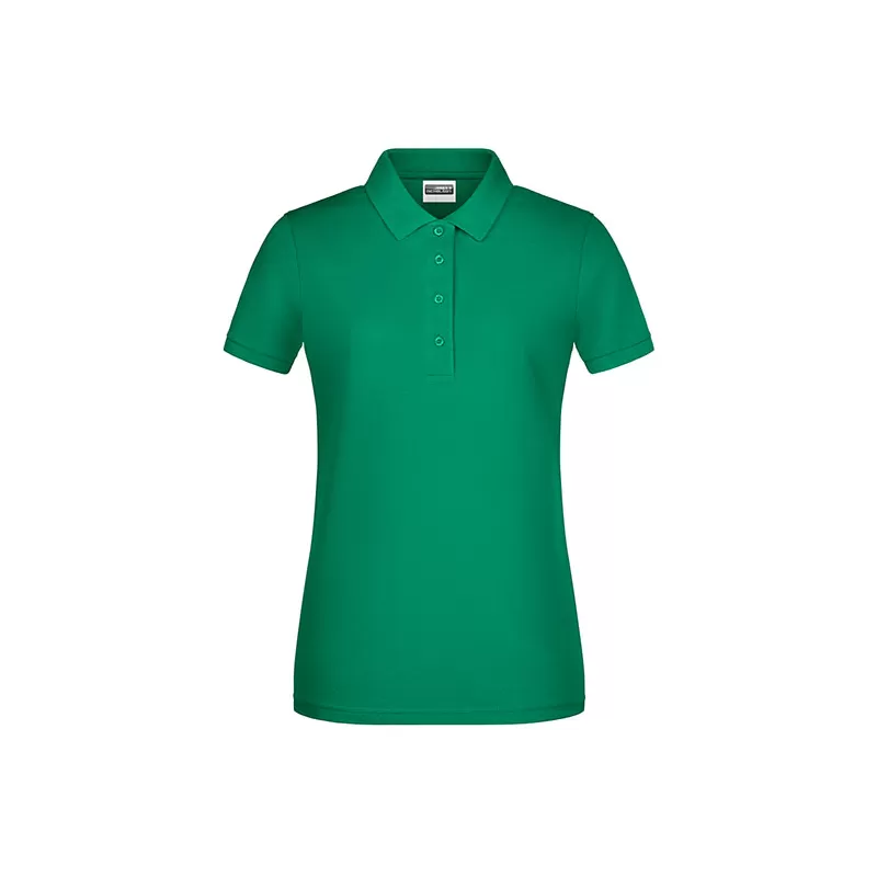 Polo femme classique en coton biologique, col polo, manches courtes, 180 g/m²