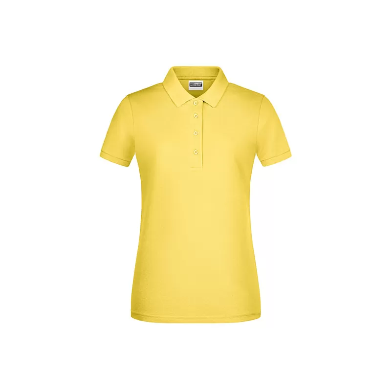 Polo femme classique en coton biologique, col polo, manches courtes, 180 g/m²