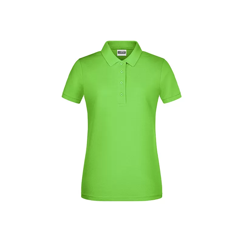 Polo femme classique en coton biologique, col polo, manches courtes, 180 g/m²