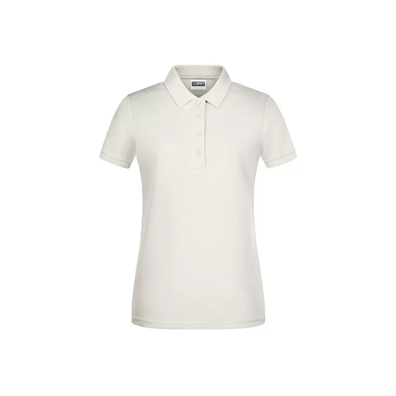 Polo femme classique en coton biologique, col polo, manches courtes, 180 g/m²