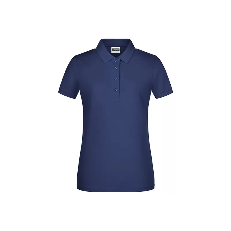 Polo femme classique en coton biologique, col polo, manches courtes, 180 g/m²