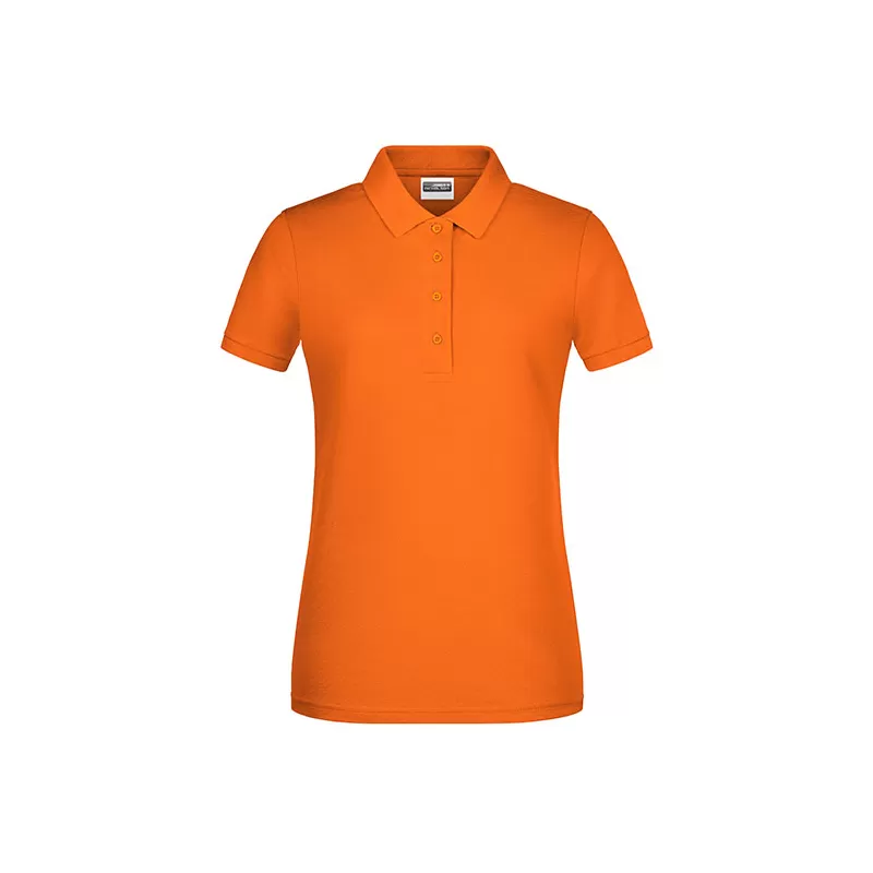 Polo femme classique en coton biologique, col polo, manches courtes, 180 g/m²