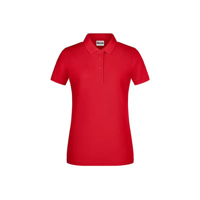Polo femme classique en coton biologique, col polo, manches courtes, 180 g/m²