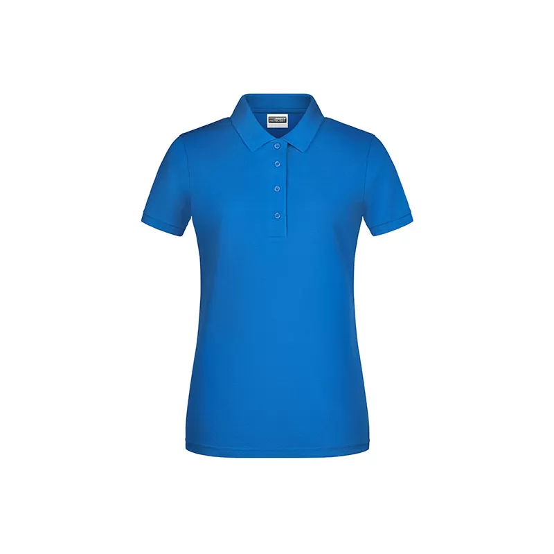 Polo femme classique en coton biologique, col polo, manches courtes, 180 g/m²