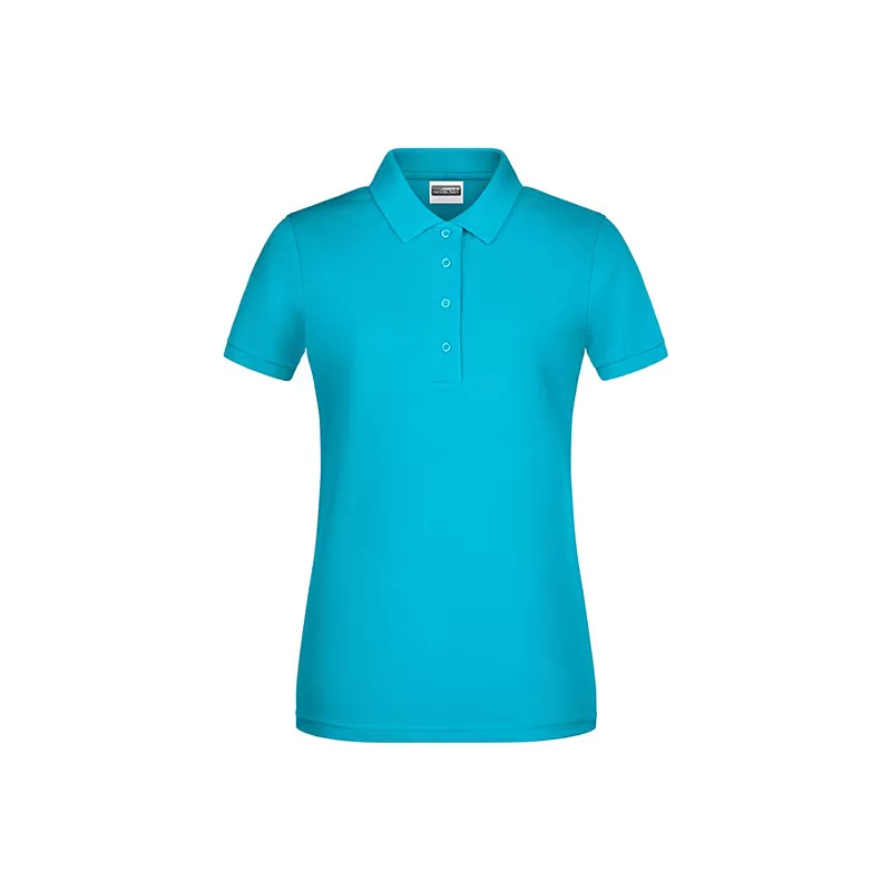 Polo femme classique en coton biologique, col polo, manches courtes, 180 g/m²