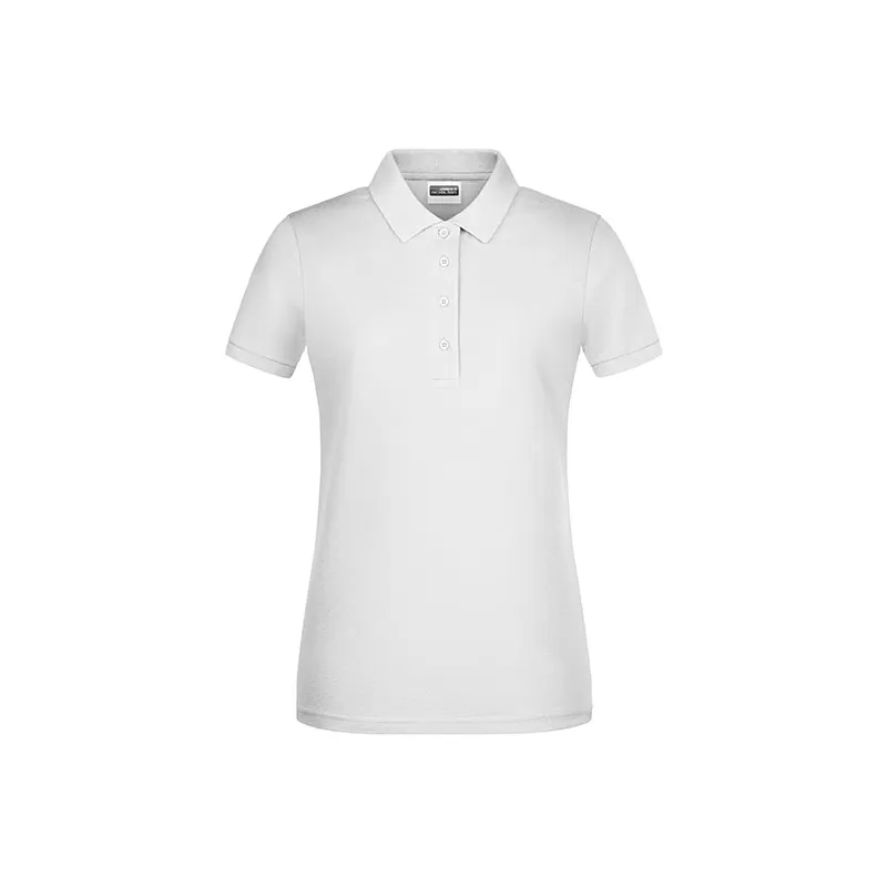Polo femme classique en coton biologique, col polo, manches courtes, 180 g/m²