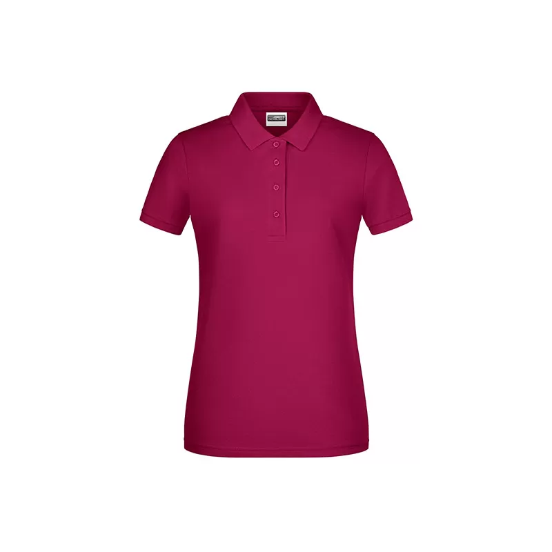 Polo femme classique en coton biologique, col polo, manches courtes, 180 g/m²