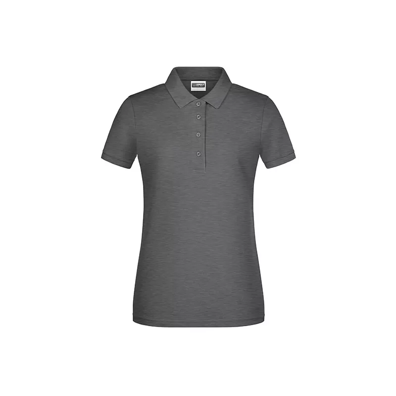 Polo femme classique en coton biologique, col polo, manches courtes, 180 g/m²