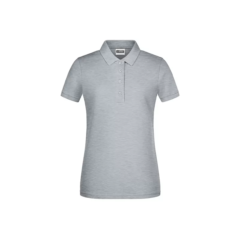 Polo femme classique en coton biologique, col polo, manches courtes, 180 g/m²